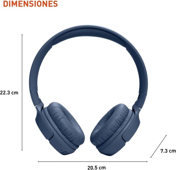 JBL Tune 520BT - Wireless On-Ear Headphones, Up to 57H Battery Life and Speed Charge, Lightweight, Comfortable and Foldable Design, Hands-Free Calls with Voice Aware (Blue) - Image 3