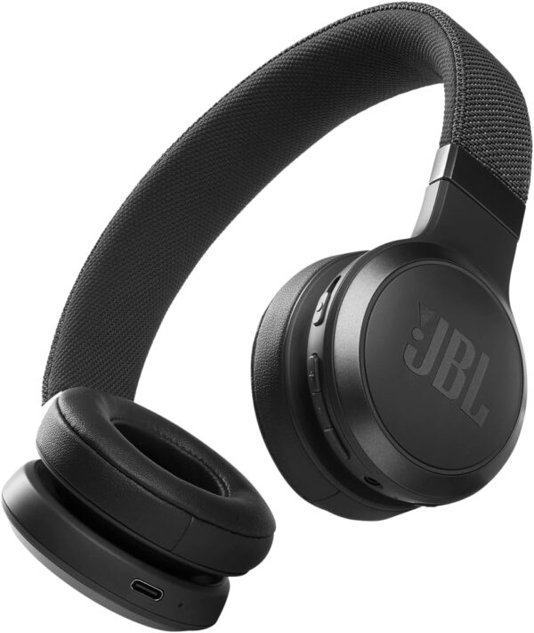 JBL Live 460NC wireless on-ear Noise Cancelling headphones with 50H battery, microphone for calls, lightweight and comfortable, and Alexa Built-in (Optimized for Android), iOS compatible (Black)