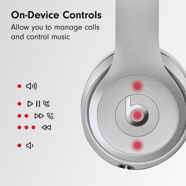 Beats Solo 3 - Wireless Bluetooth On-Ear Headphones, Apple & Android Compatible, Up to 40H of Battery Life - Silver (Latest Model) - Image 6