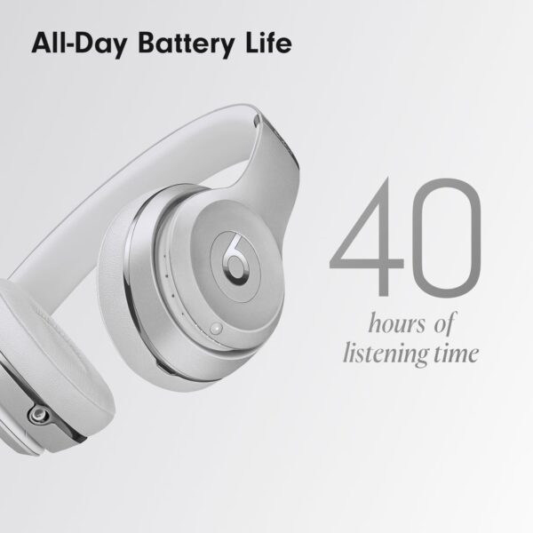 Beats Solo 3 - Wireless Bluetooth On-Ear Headphones, Apple & Android Compatible, Up to 40H of Battery Life - Silver (Latest Model) - Image 5